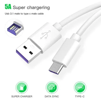 

USB 3.1 Type C Cable 5A Super Charging Data Cord for Huawei Mate 9 10 P10 P20 pro Honor 9 10 V10