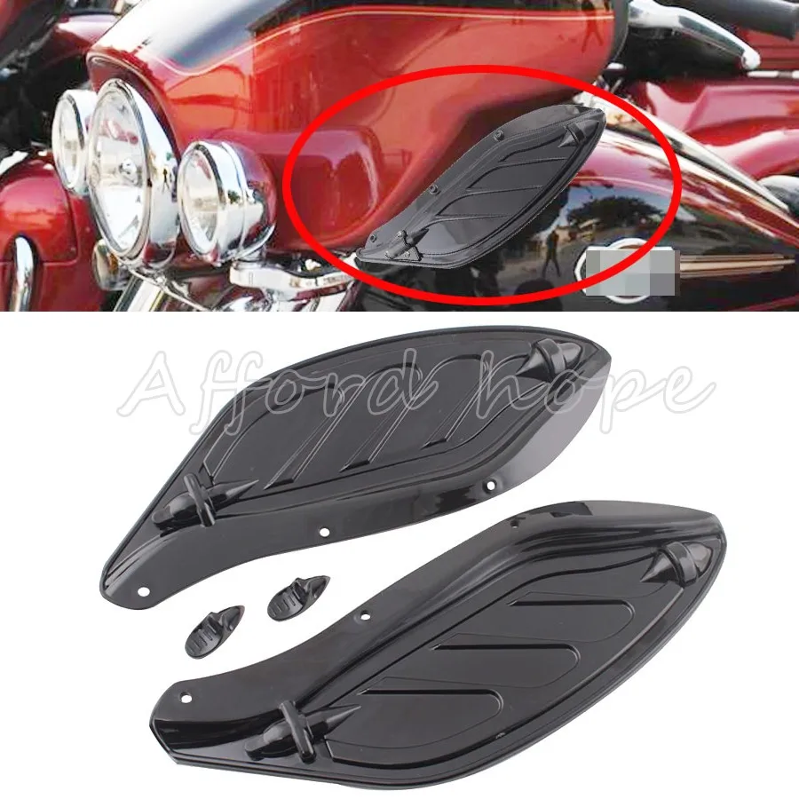 

Plastic Side Windshield Wind Creens Deflectors Adjustable Black Fairing For Harley Touring Tri Electra Street Glide 1996-2013