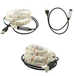 Светодиодный комплект подсветки для телевизора USB 5 в 2 м SMD5050 RGB цветной переливающийся шнур с 24 клавишами дистанционного управления QP2