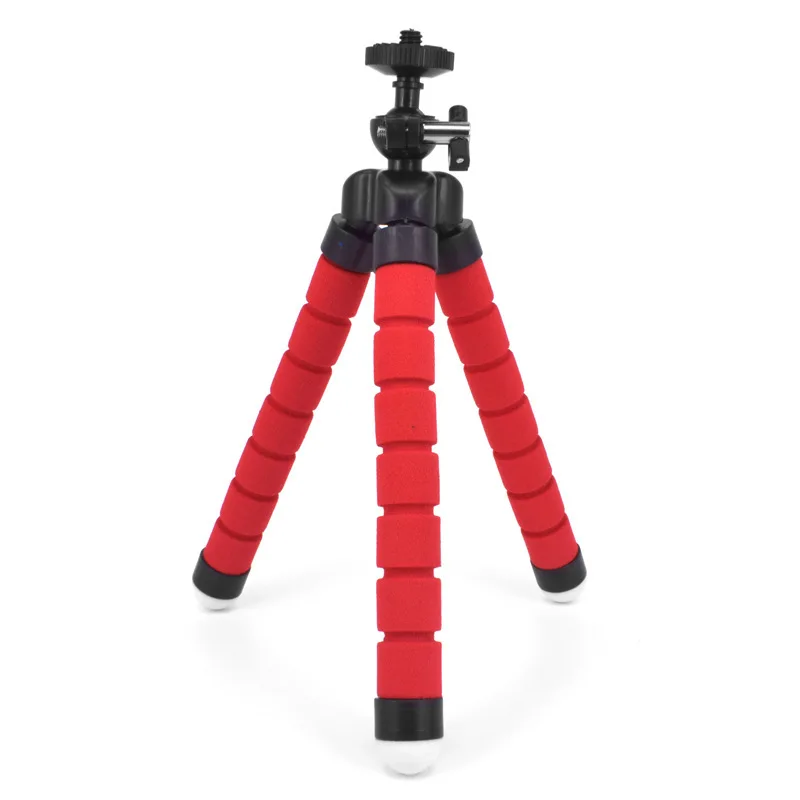 Flexible Sponge Octopus Tripod For iPhone Bluetooth Remote Shutter Mini Bracket Table Desk Tripod Phone Holder Stand - Color: Red