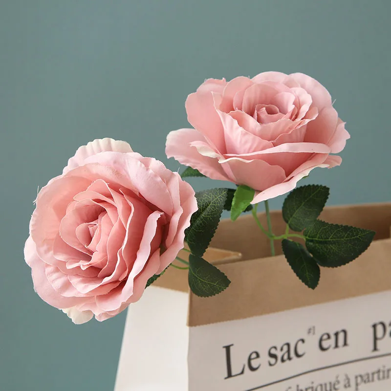 2 головки/ветка, большая французская Роза, шелк, искусственный цветок, Флорес, искусственное украшение для дома, свадьбы, Флер, искусственные розы