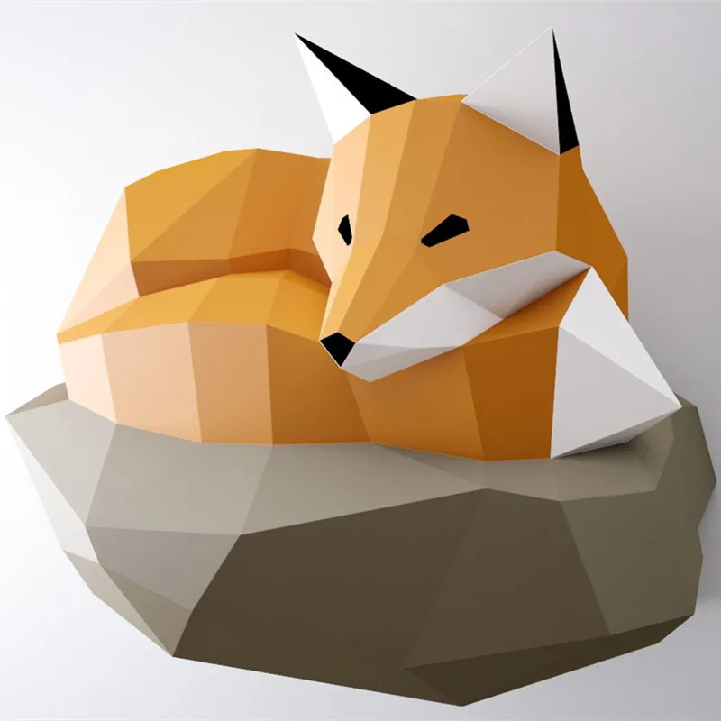 

3D Paper Model Rock Fox Papercraft Home Decor Wall Decoration Puzzles Educational DIY Kids Toys Birthday Gift 884
