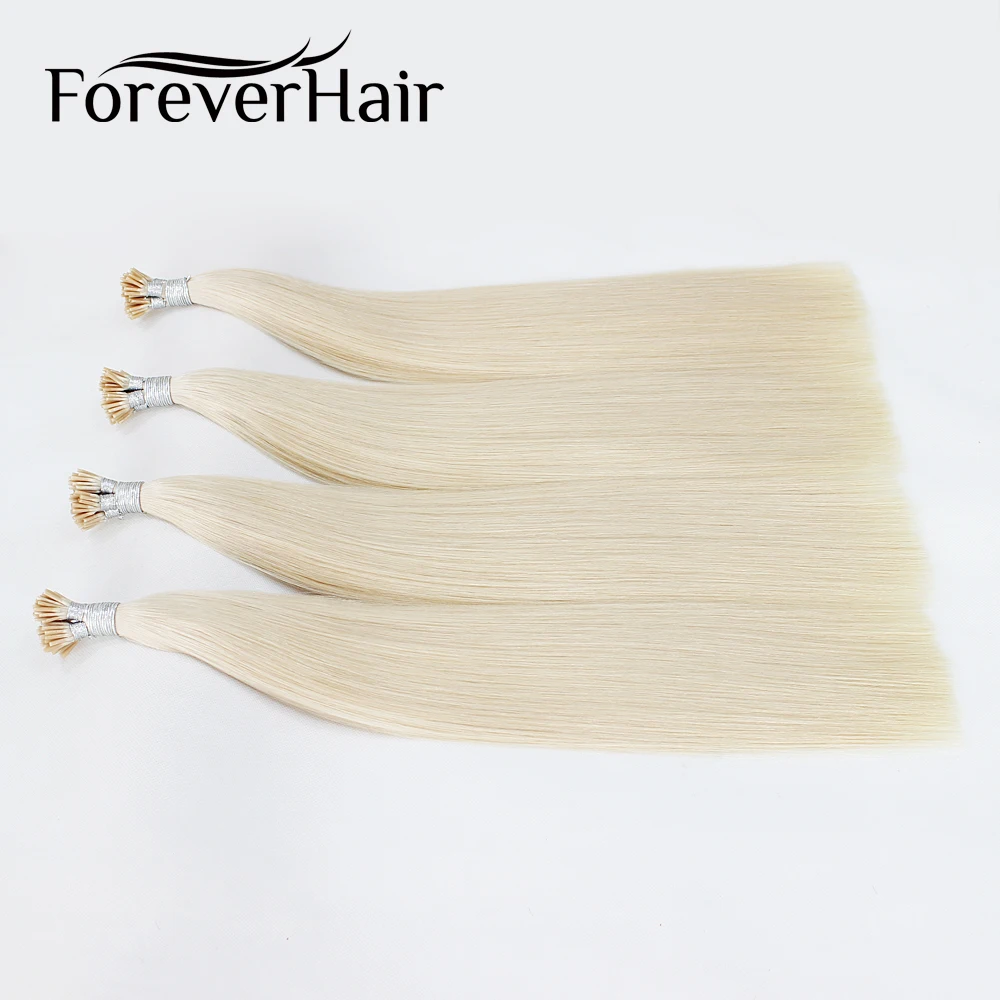 FOREVER HAIR 0,8 г/локон 1" 18" 2" Remy двойные нарисованные человеческие волосы для наращивания платиновый блонд#60 кератиновые бонды для наращивания волос 80 г