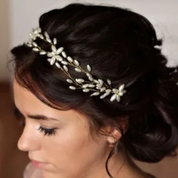 

Romantic noiva Handmade Headwear Pearl Flower Crystal Wedding Bridal hair pins Party Prom Headress Woman Hair Accessories