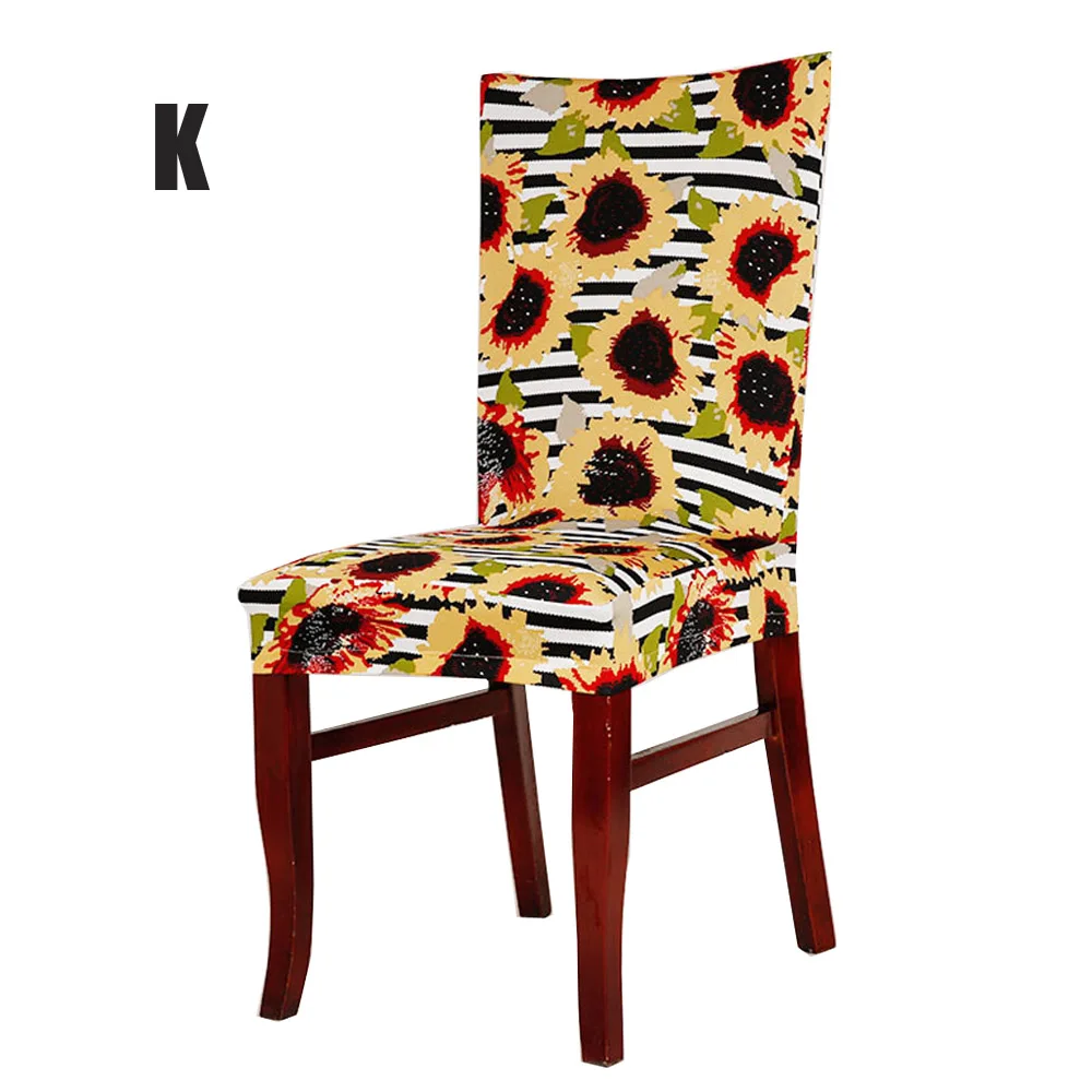 Дешевые 10 шт./лот, современные эластичные чехлы на стулья из спандекса для украшения дома, офиса, комнаты, эластичные чехлы на стулья с цветочным принтом - Цвет: K