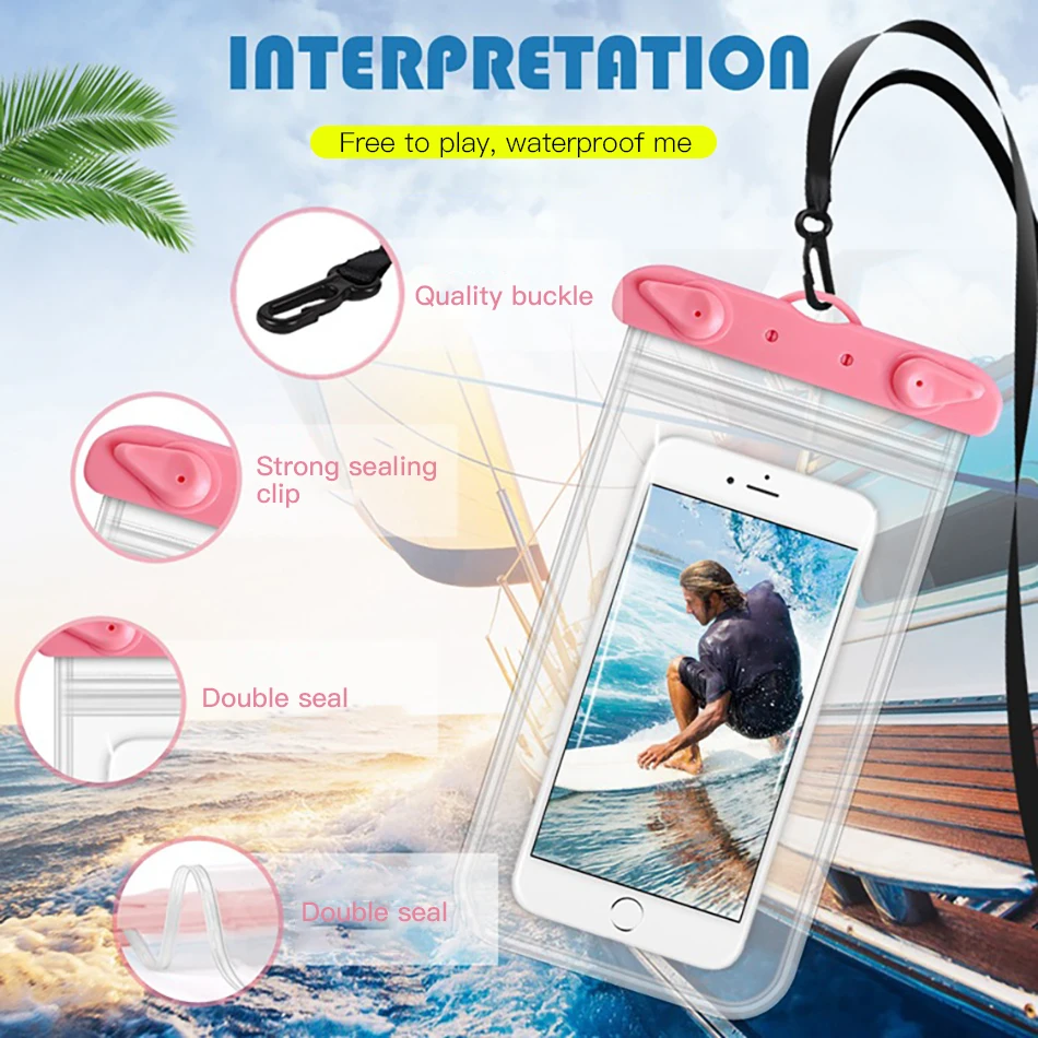 !ACCEZZ PVC Waterproof Bag 6 inches Pouch Phone Case For iPhone XS XR Xiaomi Huawei Samsung HTC Mobile Phone Swimming Cover Case (4)