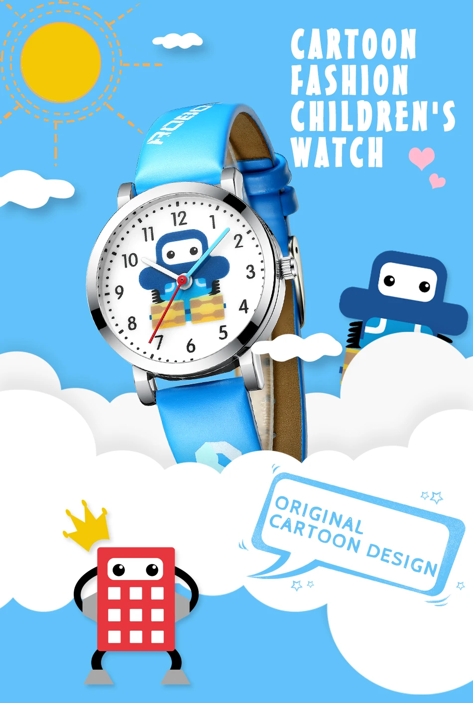 KDM роскошные часы для девочек, детские часы, водонепроницаемые, из натуральной кожи, с героями мультфильмов, детские часы для мальчиков