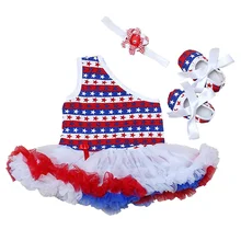 Обувь для девочек 4th из Июльские наряды маленьких пачка комплект боди кружевное платье повязка на голову кроватки обувь 3 шт