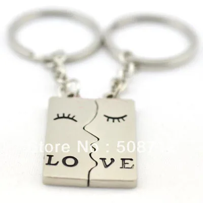 

Free ship!!! 20pairs/lot Sweet Love Smile Kiss Face For Lovers Keychain Keychains Key Chain Ring Key Fob