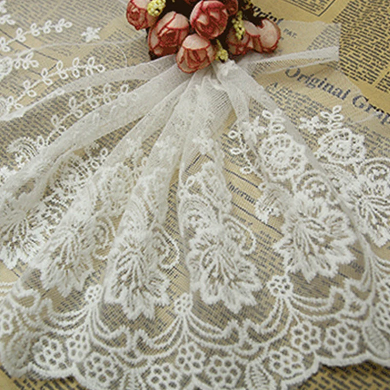 

1 Yard Lace Ribbon 23cm Wide Lace Trim Fabric DIY Embroidered White Lace Trimmings for Sewing Clothing Accessories Decoration