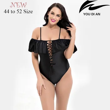 

2018 solid one piece swimsuit plus size swimwear Russian swim suit large size swimming suit big size beachwear 44 to 52 size