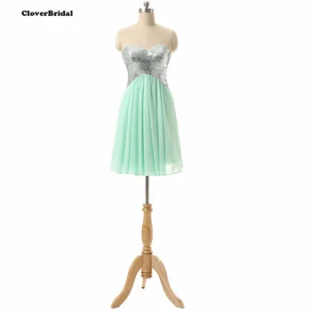 

Actual photos cheap sweetheart sequined & chiffon mint green cocktail dresses under 40$ robe de cocktail