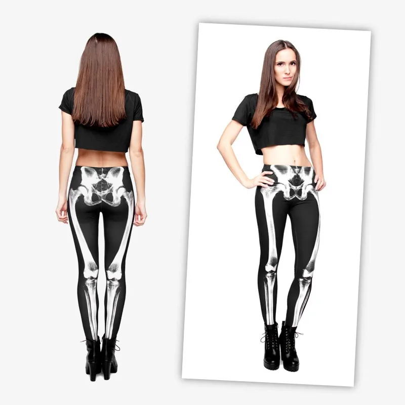 FCCEXIO, бренд, 3D принт, Ретро стиль, черный скелет, сексуальные женские повседневные панк-рок Леггинсы, штаны с высокой талией, леггинсы для фитнеса