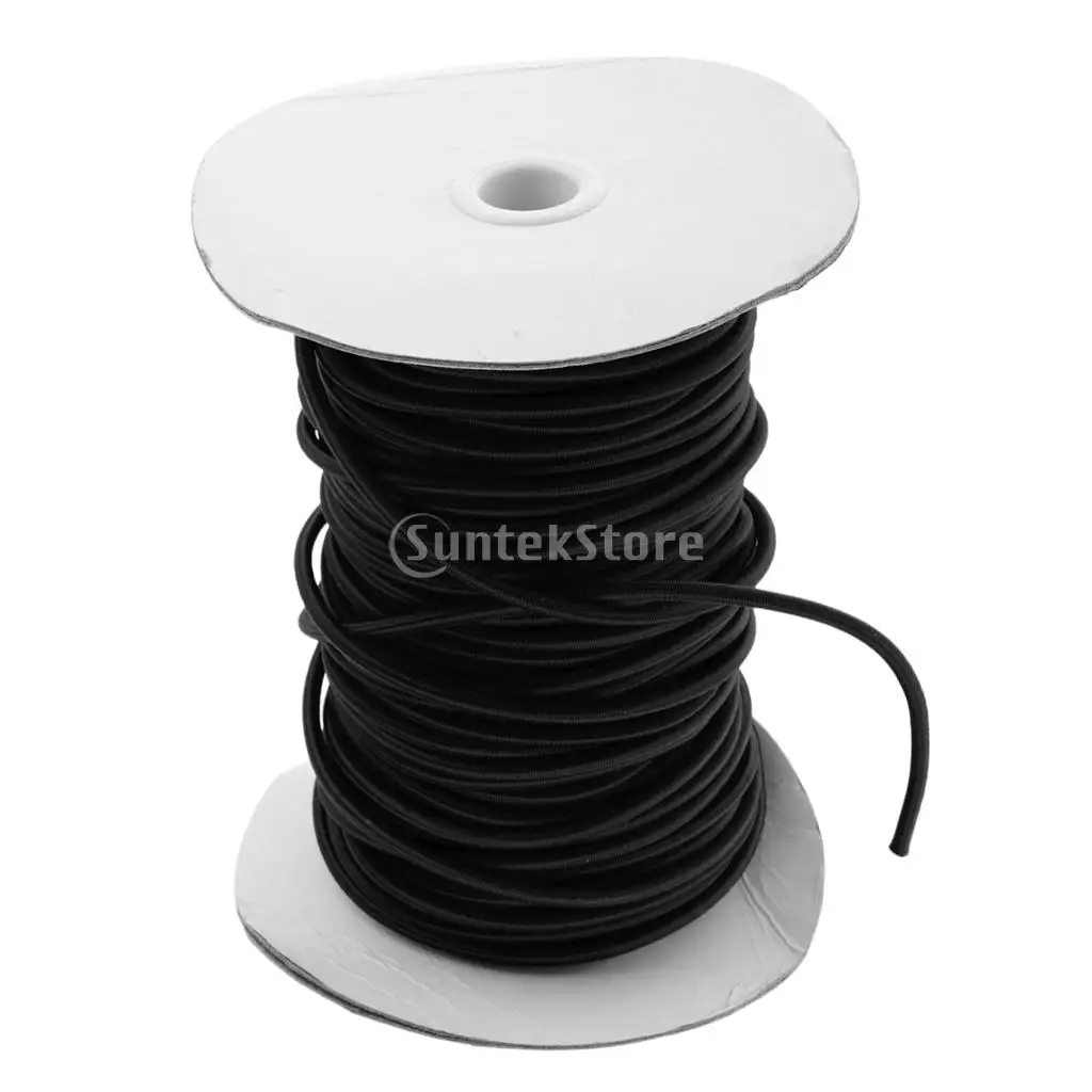 Black/Orange 4mm Marine Bungee Rope Shock Cord Car Truck Roof Racks Trailers Boats Kayaks Tie Down 0.5 2 20 30 50 75m