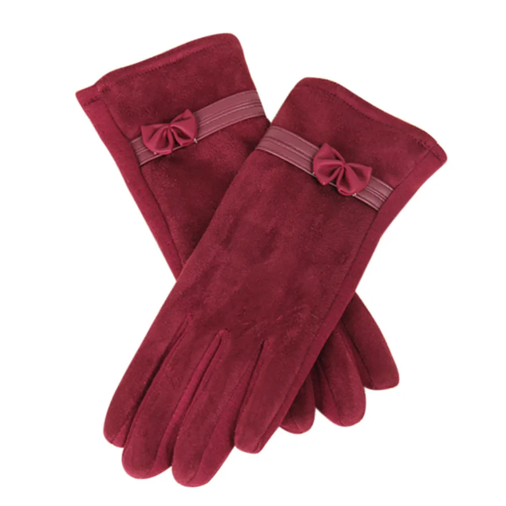 Женские перчатки Экран guantes зима теплая лук мягкая запястье перчатки варежки Открытый Полный Finger guantes mujer Guantes Luvas S1520 P