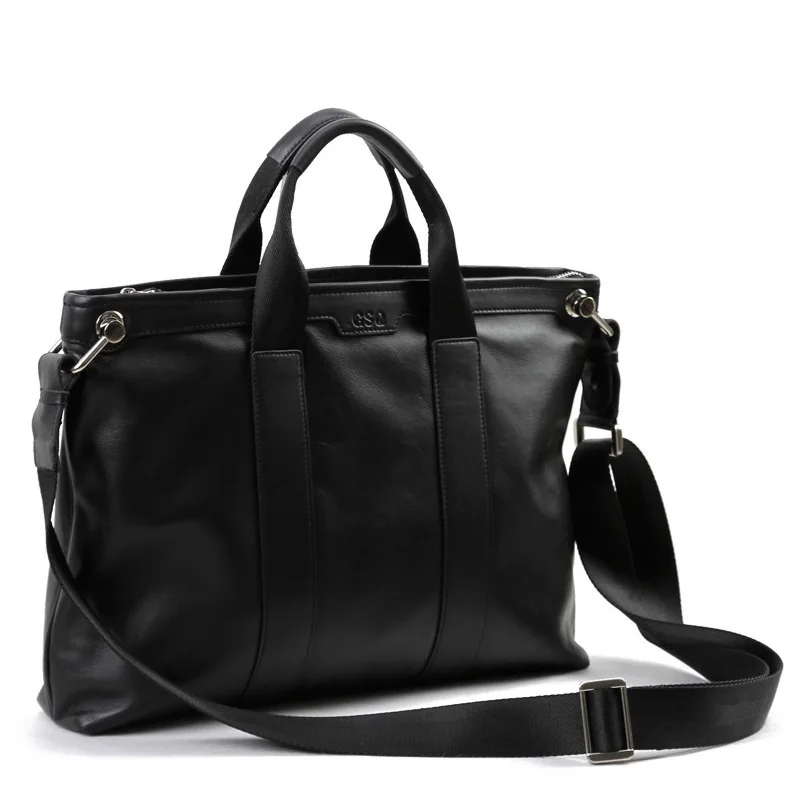GSQ Split Leather Men Handbag Classic High Quality Leather Bag Business Men Bag 14inch Laptop Briefcase Messenger Bag G1011 new high quality leather men laptop briefcase bag 14 inch computer bags handbag business bag fashion laptop handbag for men