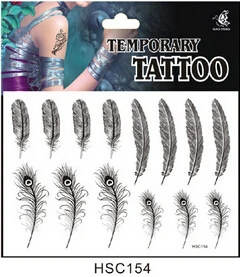 

New Randomly 5pcs/lot, temporary paper feather glasses infinity tattoos Sticker for body waterproof,fake sticker tattoo