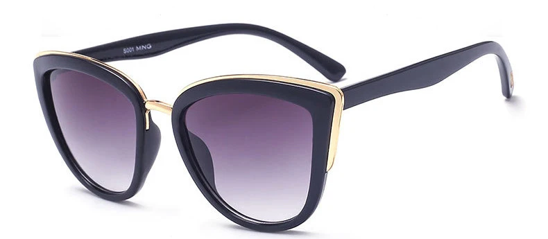 TOYEARN Роскошные брендовые дизайнерские сексуальные женские солнцезащитные очки кошачий глаз женские винтажные градиентные солнцезащитные очки для женщин oculos de sol UV400 - Цвет линз: C01 Black Gray