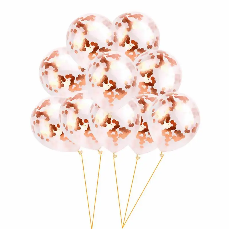 New 10pcs 12" Confetti Latex Balloons Rose Gold Round Sequins Transparent Balloon for Birthday Wedding Party Supplies Kids Toys