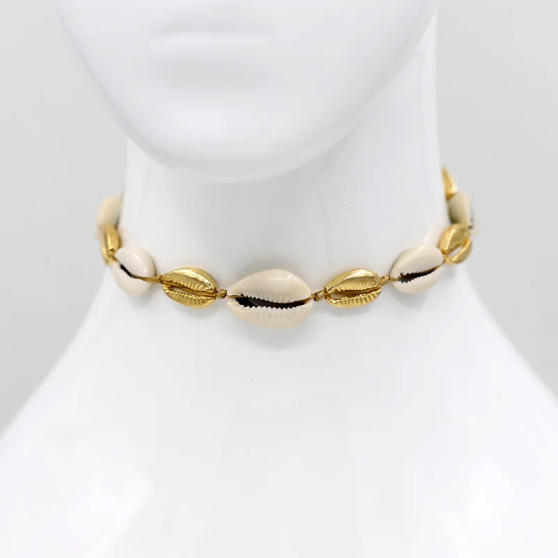 

Women's Choker Necklaces Natural Shell Alloy Shell Chain Handmade Strand Necklace Set Boho Jewelry Dropshipping