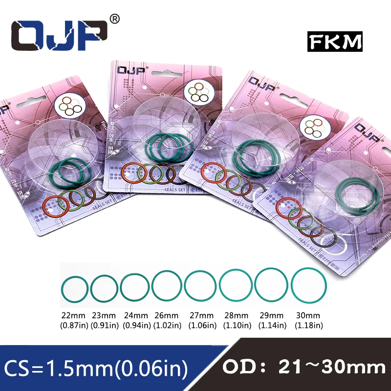 

3PC Rubber Ring FKM/Viton O Ring Kit OD21/22/23/24/25/26/27/28/29/30*1.5mm Sealing O-ring Washer Gaskets Oil Ring Fuel Set Box