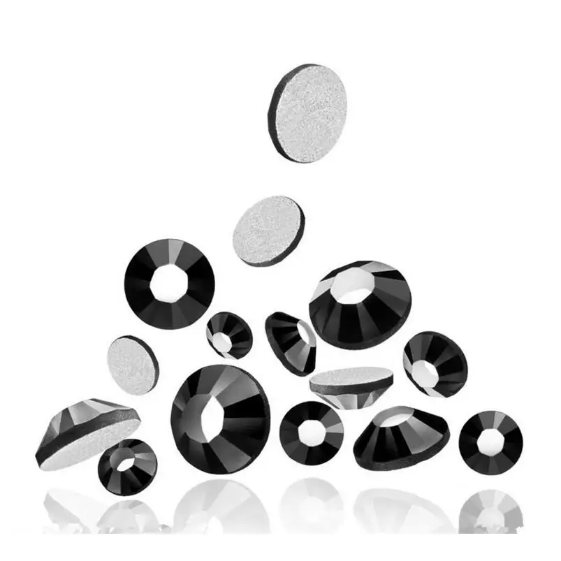 

Top Quality SS3-SS34 Crystal Jet Black Rhinestones Nail Art Decorations Non Hotfix Glitter Flatback Nails Accessorie Stones