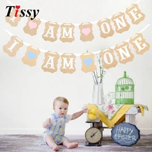 1 conjunto eu sou um banner chá de fraldas 1st aniversário papel diy kraft baby boy girl meu primeiro um ano festa de aniversário decoração suprimentos