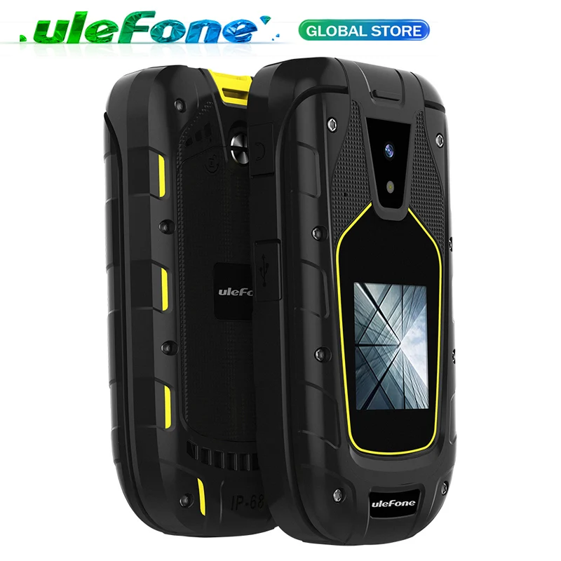 

Ulefone Armor Flip IP68/IP69K Waterproof Mobile Phones 1200mAh Dual Screen 2.4"+1.44" Dual SIM 1.3MP FM Radio Rugged CellPhone