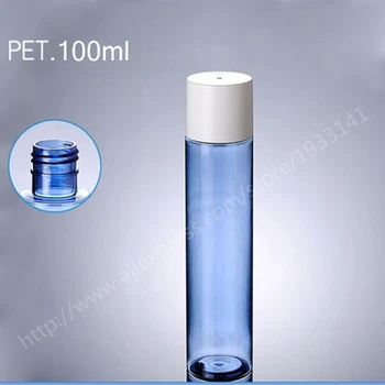 

Free Shipping 10pcs/lot 100ML blue PET plastic bottle with white cap, empty cosmetic packaging bottles Essence bottle