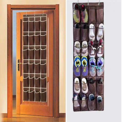 24 Pocket Over the Door Shoe Organizer Rack Hanging Storage Space Save Hanger Behind Door Free Nail Bedroom 24 Pocket Over the Door Shoe Organizer Rack Hanging Storage Space Save Hanger Behind Door Free Nail Bedroom