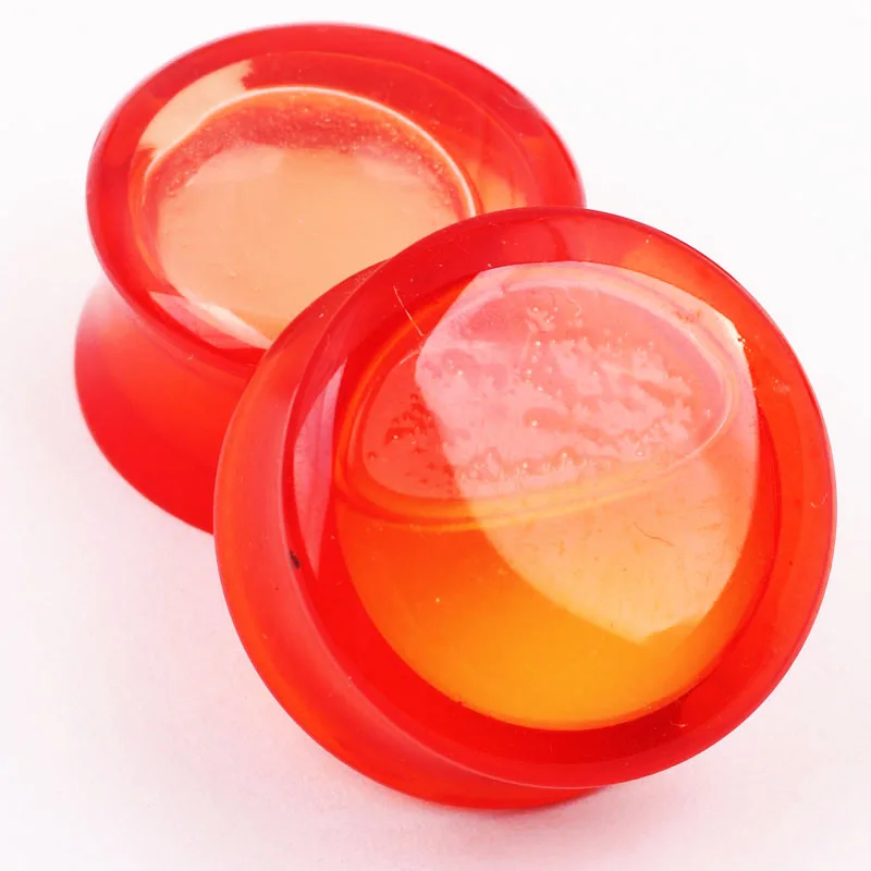 Wholesale 60pcs/lot mix 6-16mm Glow In Dark Red Liquid Ear Plug Flesh Tunnel Gauge Body Piercing Jewelry