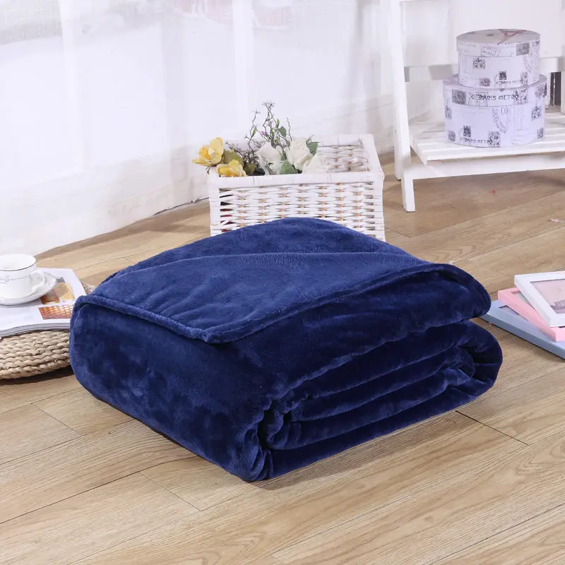 Jagdambe пушистое теплое мягкое зимнее Клетчатое одеяло из микрофибры Коралловое флисовое фланелевое одеяло 6 размеров 18 однотонное моющееся одеяло - Цвет: Dark blue