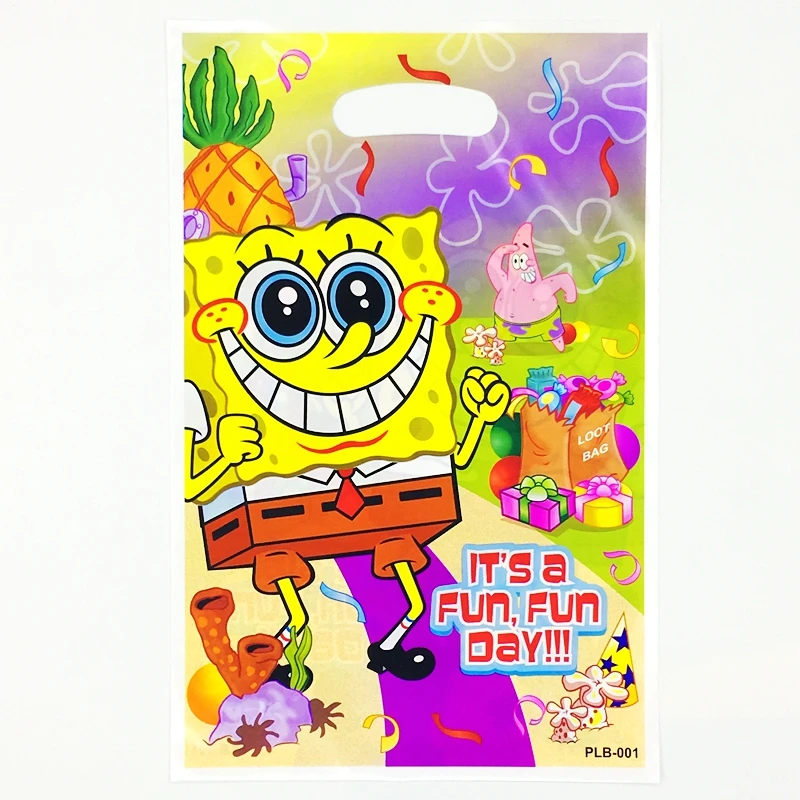10pcs SpongeBob Theme Bag with Patrick Star Gift Girl Kids Favor Birthday Party Supplies Child Loot Gifts Plastic Storage Bags