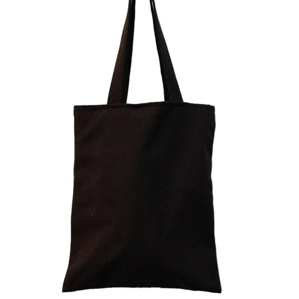 

1Pcs Black Canvas Shopping Tote Vintage Style Cloth Bag Reusable Simple Design Shoulder Carrying Bag Eco Reusable Bag