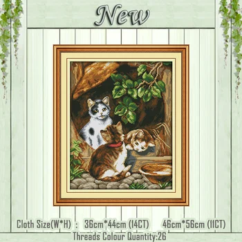 

Three cats animals painting counted printed on the canvas DMC 11CT 14CT kits DIY Chinese Cross Stitch embroidery needlework Sets