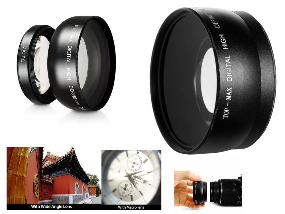 49mm Compatible Pro Hi Def Wide Angle Lens with Macro for Canon EOS M6 M50 