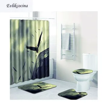 

Free Shipping 4pcs Windy Eagle Flying Banyo Paspas Bathroom Carpet Toilet Bath Matset Non Slip Tapis Salle De Bain Alfombra Bano