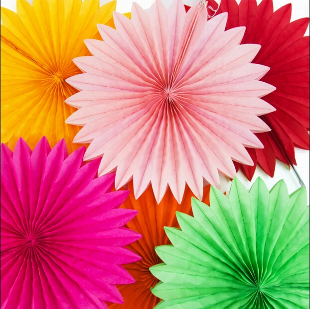 Free Shipping 15PCS/LOT 8"/20cm Party Tissue Paper Fan 17 Color Available Hand made Crafts Party