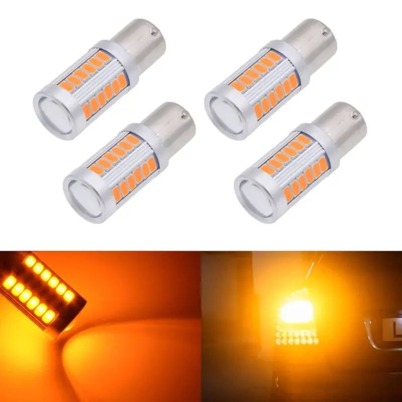 

4pcs Amber BAU15S 4pcs Amber BAU15S PY21W LED 33SMD Car Tail Turn Brake Auto Reverse Signal Bulb Lamp Daytime Running Light Car