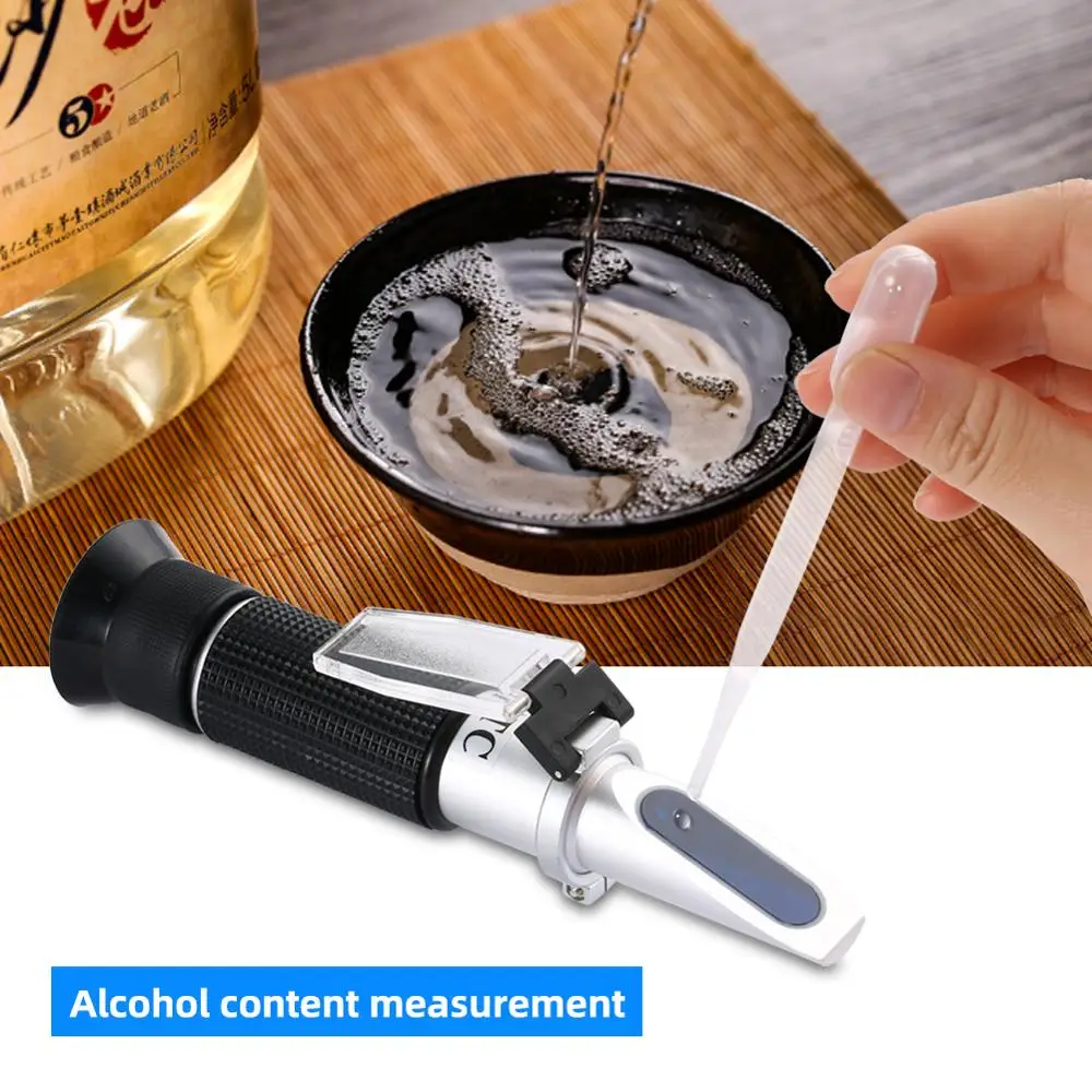 Comprar Nuevo paquete a prueba de golpes de mano 0 80% Alcohol refractómetro Alcohol medidor de concentración Alcohol probador de Alcohol