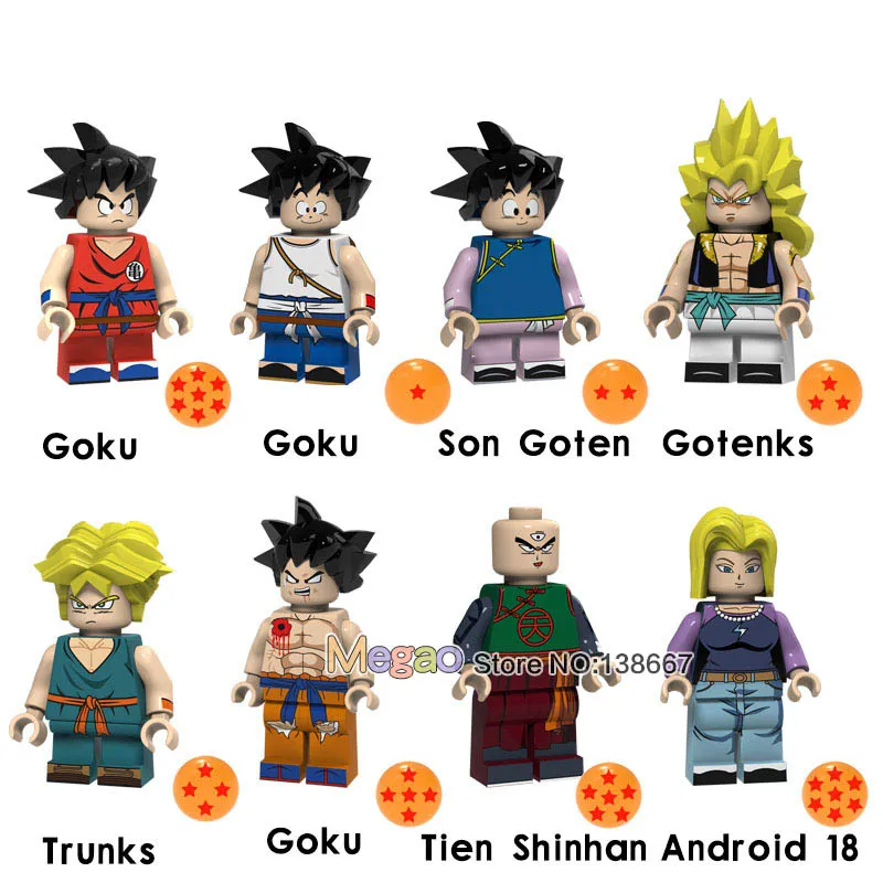 

Single Sale ly Dragon Ball Goku Son Goten Gotenks Trunks Tien Shinhan Android 18 Building Blocks Toy for Children