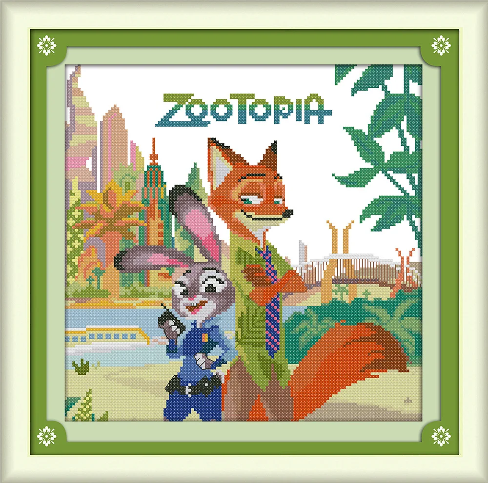 Crazy Zoo Canvas DMC Counted Cross Stitch Kits printed Cross stitch set