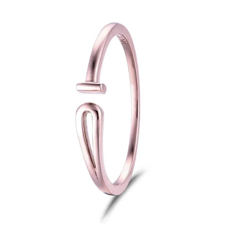

100% 18K Gold Open Rings For Women High Quality Creative Fashion Jewelry Simple Punk Jewelry Geometric Rings For Women 1.26G