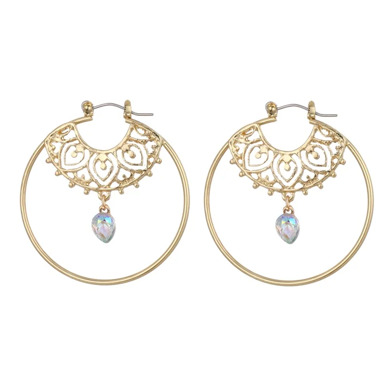 ALIUTOM винтажный трендовый золотой обруч серьги для женщин богемные хрустальные эффектные геометрические круглые креольские серьги Пирс Jewelr - Окраска металла: E671