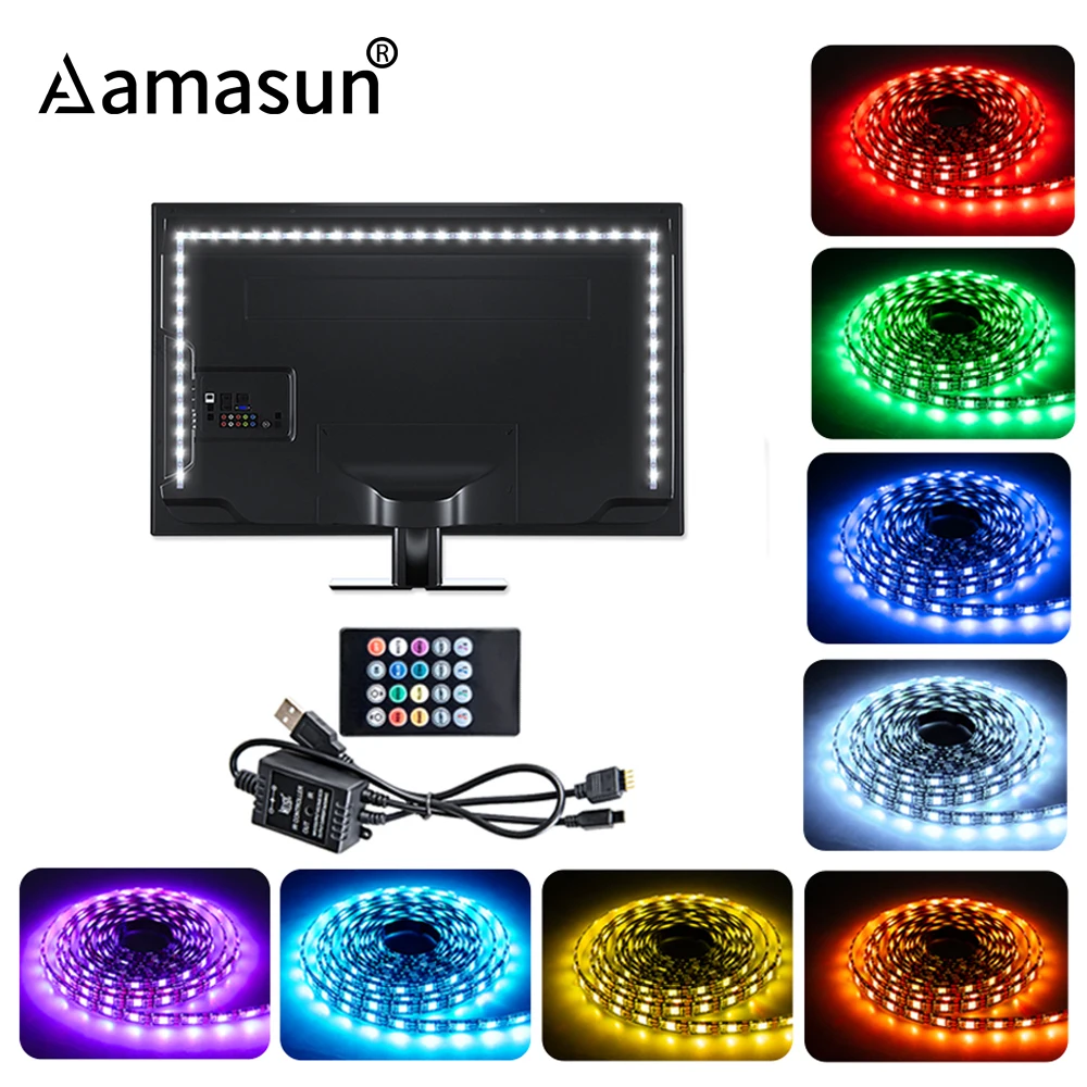 5 в USB ночник под кроватью лампа Водонепроницаемая Лента светодиодная лента RGB LED