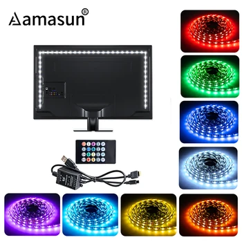 

5V USB Night Light under Bed Lamp Waterproof Ribbon LED Tape RGB LED SMD5050 USB LED Strip TV PC Background Backlight 50cm-3m