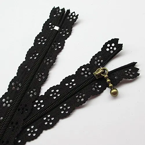 10PCS Full Length 24cm 9 inch DIY Nylon Coil Flower Zipper Lace Zippers for  DIY Sewing Tailor Dress Craft Bed Bag