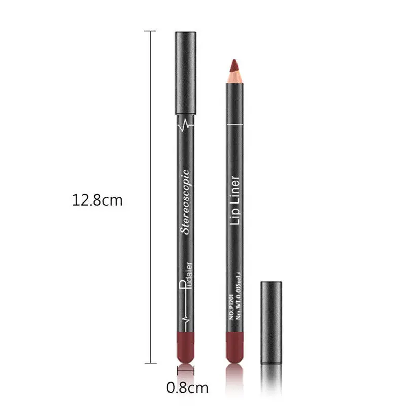 12Pcs/Set Waterproof Pencil Lipstick Set Pen Matte Lip Liner Long Lasting Makeup Pens Easy to Wear Non-stick Cup