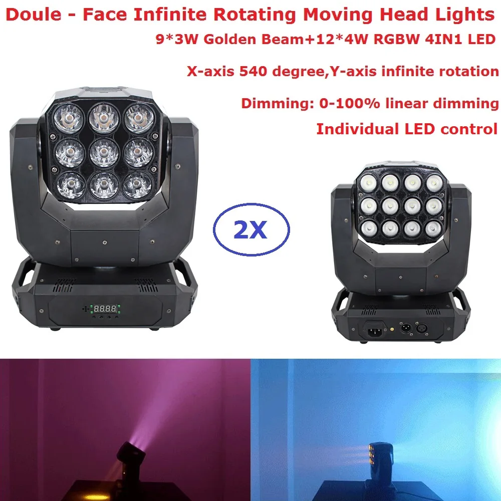 2 упаковки подвижные головные фонари 9 х3 Вт 12 х4 RGBW 4 в 1|rgbw 4in1|beam movingbeam moving head light |