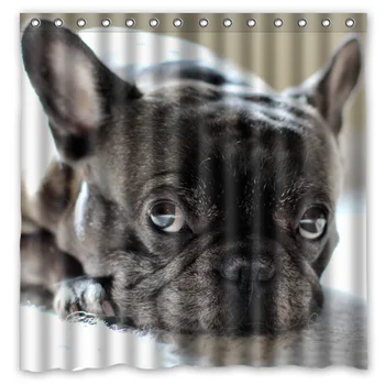 

180x180cm French Bulldog Bathroom Waterproof Polyester Shower Curtain Mouldproof Fabric Bath Curtain Bathroom Accessory